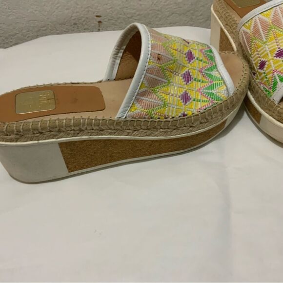 Kanna Multi-Color Slide Platform Wedge Espadrille Sandals Shoes Women's 39 / 9 - Picture 4 of 16